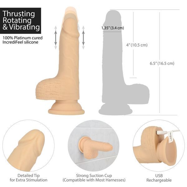 Фалоімітатор-пульсатор Naked Addiction 6.5&Prime; Thrusting Dong With Remote SO7756 фото
