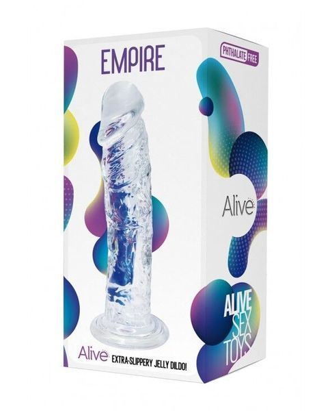 Прозорий фалоімітатор Alive Jelly Dildo Empire з присоскою, діаметр 4,3 см, довжина 19,3 см SO5554 фото