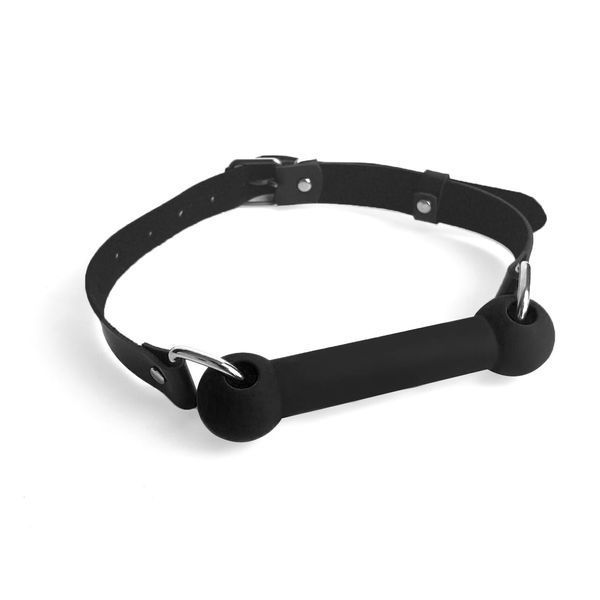 Кляп-палиця на ременях Art of Sex &ndash; Gag Stick Silicon, чорний, натуральна шкіра SO6705 фото