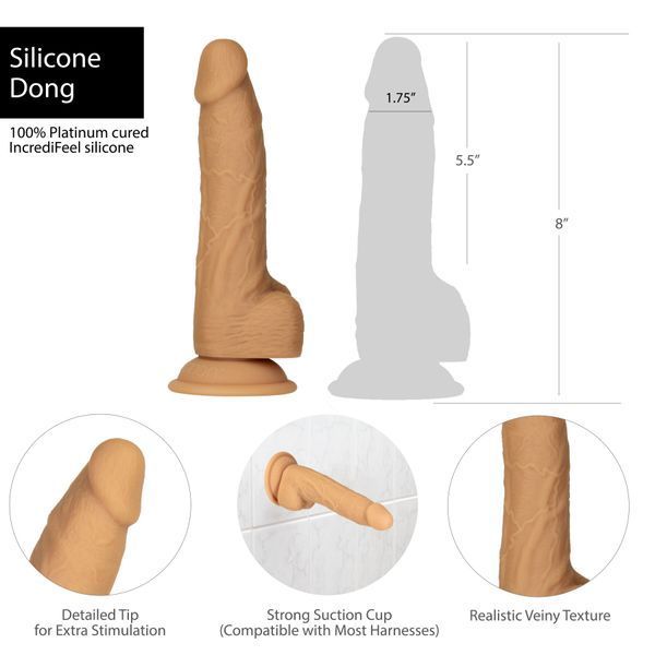 Фалоімітатор ADDICTION Dual Density Silicone Dildo Caramel 8&Prime; з присоскою, діаметр 4,3 см SO8243 фото