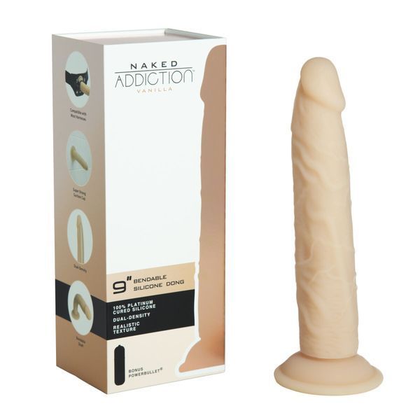 Фалоімітатор Naked Addiction &mdash; 9&Prime; Silicone Dual Density Bendable Dildo Vanilla SO8906 фото