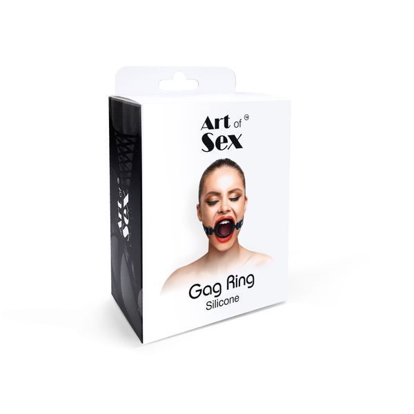 Кляп-розширювач силіконове кільце Art of Sex &ndash; Gag ring, червоний, натуральна шкіра SO6706 фото