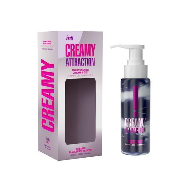 Зволожувальний крем-гель 2в1 Intt Creamy Attraction Blackberry 100мл, смак ожини, унісекс SX2658 фото