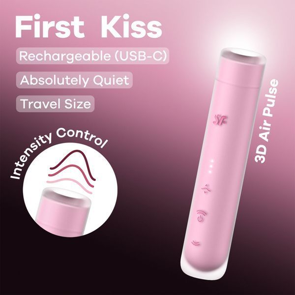 Вакуумний стимулятор Satisfyer First Kiss, технологія 3D Air Pulse, 30 режимів, подвійний силікон SX2164 фото