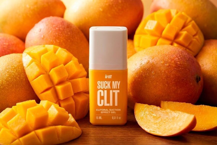 Смоктайзер для клітора Intt Suck My Clit Tropical Mango, манго, гель з ефектом посмоктування SX4003 фото