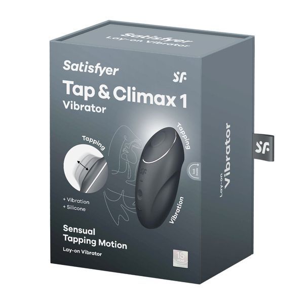 Вібростимулятор-пульсатор Satisfyer Tap & Climax 1 Grey, ефект постукування пальцем, 2 мотори SX0567 фото