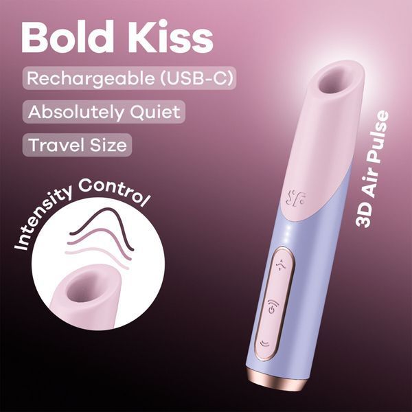 Вакуумний стимулятор Satisfyer Bold Kiss Violet, магнітна технологія 3D Air Pulse, 30 режимів роботи SX2165 фото