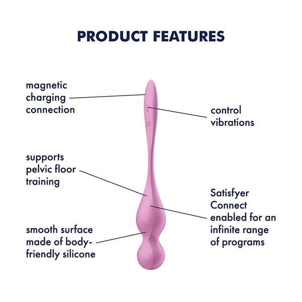 Вагінальні смарт-кульки з вібрацією Satisfyer Love Birds 1 Connect App Pink, 78 г SX0570 фото