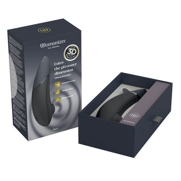 Вакуумний кліторальний стимулятор Womanizer Next Black, 3D Pleasure Air, 14 рівнів інтенсивності SX0530 фото
