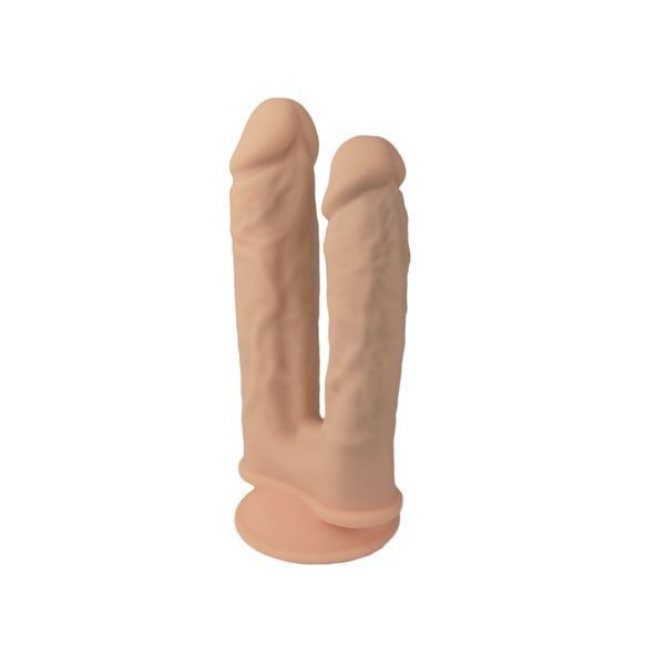 Подвійний фалоімітатор з вібрацією SilexD Double Gusto Vibro Flesh (Model 1 size 8" & 7") + LRS, діаметр 4,5 см та 3,7 см SO8209 фото