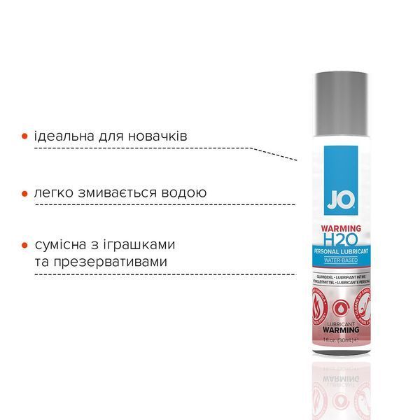 Зігрівальна змазка на водній основі JO H2O WARMING (30 мл) з екстрактом перцевої м&rsquo;яти SO1449 фото