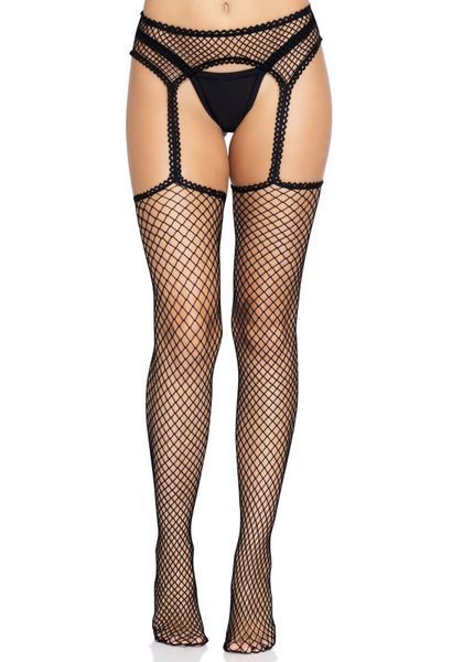 Панчохи-сітка Leg Avenue Net stockings with garter belt One size Black, пояс, підв&rsquo;язки SO8577 фото