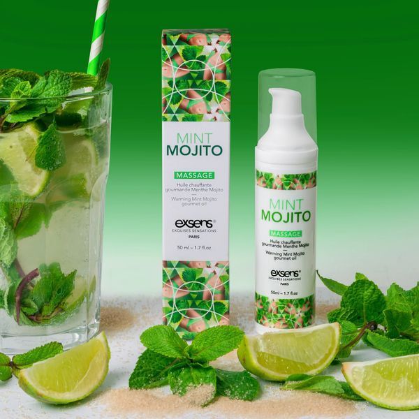 Масажна олія EXSENS Mojito 50мл розігрівальна, без цукру, без парабенів, їстівна SO2361 фото