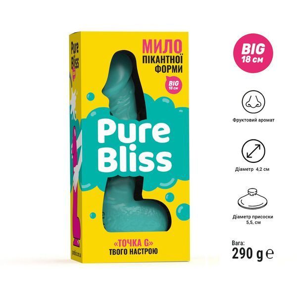 Крафтове мило-член із присоскою Pure Bliss BIG Turquoise, натуральне SO6369 фото