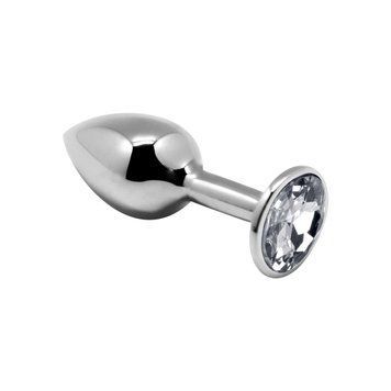 Металева анальна пробка з білим кристалом Alive Mini Metal Butt Plug, розмір M SO6003 фото