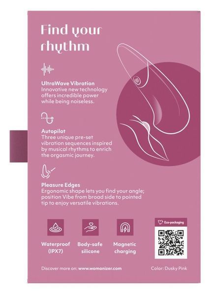 Мінівібратор Womanizer Vibe Dusky Pink, 3 авторежими + 10 рівнів інтенсивності SX2144 фото
