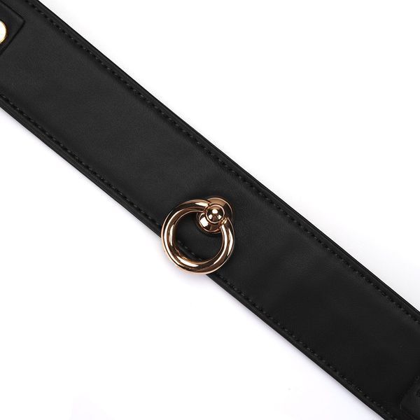 Нашийник з повідцем Liebe Seele Black Organosilicon Collar with Leash, екошкіра SO9484 фото