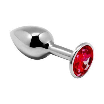 Металева анальна пробка з червоним кристалом Alive Mini Metal Butt Plug, розмір L SO6004 фото