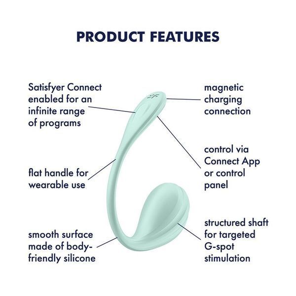 Смарт-віброяйце Satisfyer Smooth Petal Connect App Mint SX0666 фото