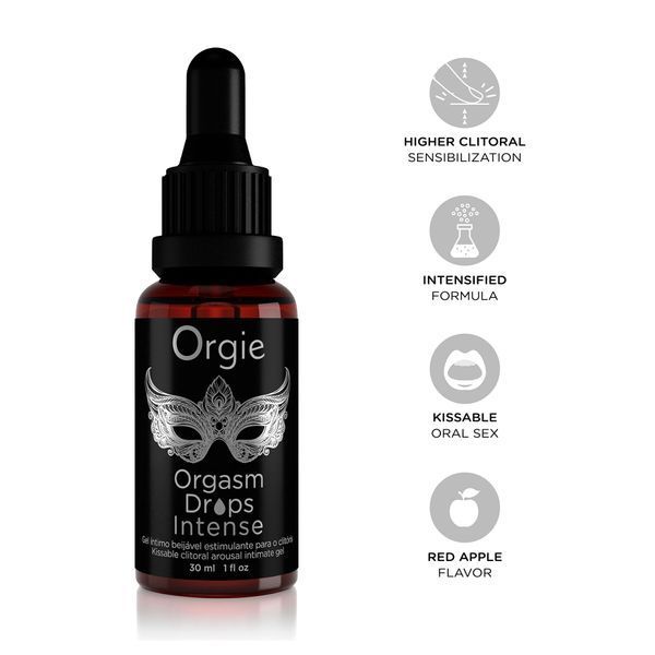 Збуджувальні краплі для клітора Orgie Orgasm Drops Intense, 30 мл, тепло-холод, смак яблука SX1530 фото