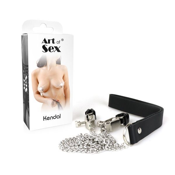 Затискачі для сосків із повідцем на металевому ланцюжку Art of Sex - Kendal SO8514 фото