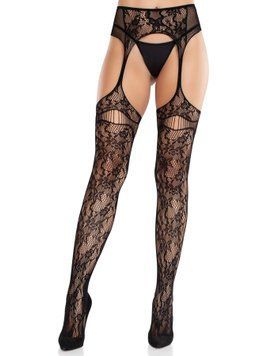 Колготки Leg Avenue Net Stockings with Attached Garter Belt One Size Black SX2752 фото