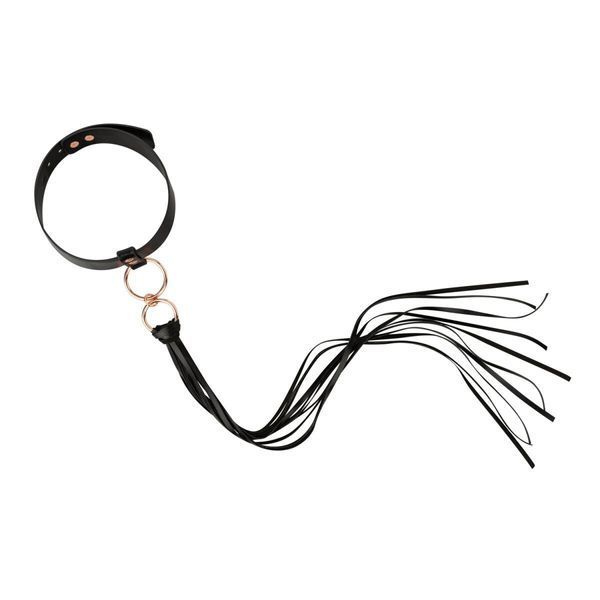 Нашийник с флогером Rosy Gold - Collar with Flogger - Black SX1198 фото