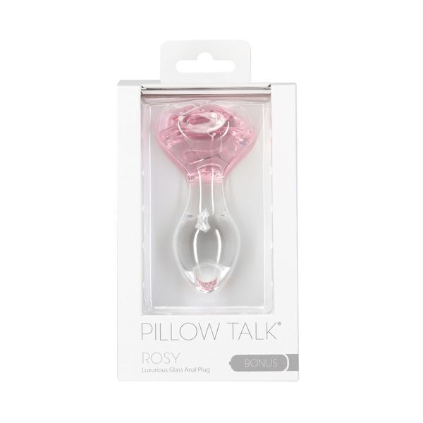 Скляна анальна пробка Pillow Talk Rosy Luxurious Glass Anal Plug, ⌀3,3 см, віброкуля в подарунок SO6834 фото
