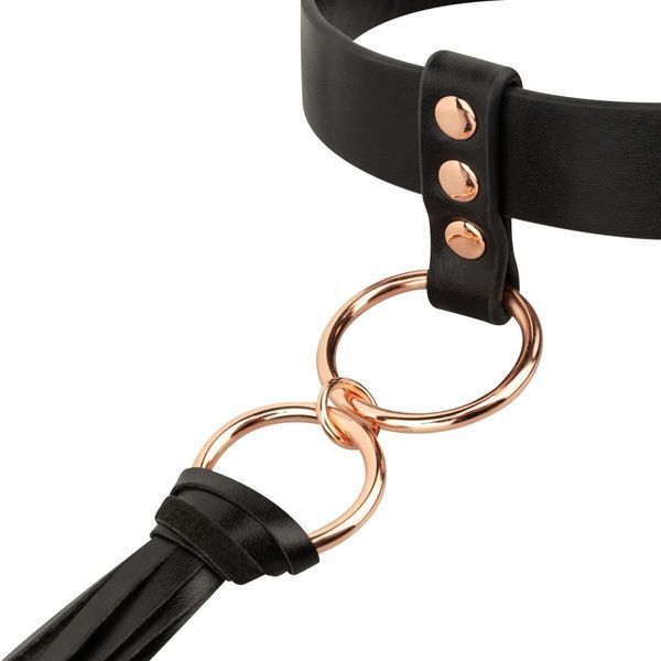 Нашийник с флогером Rosy Gold - Collar with Flogger - Black SX1198 фото