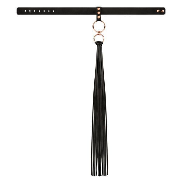 Нашийник с флогером Rosy Gold - Collar with Flogger - Black SX1198 фото