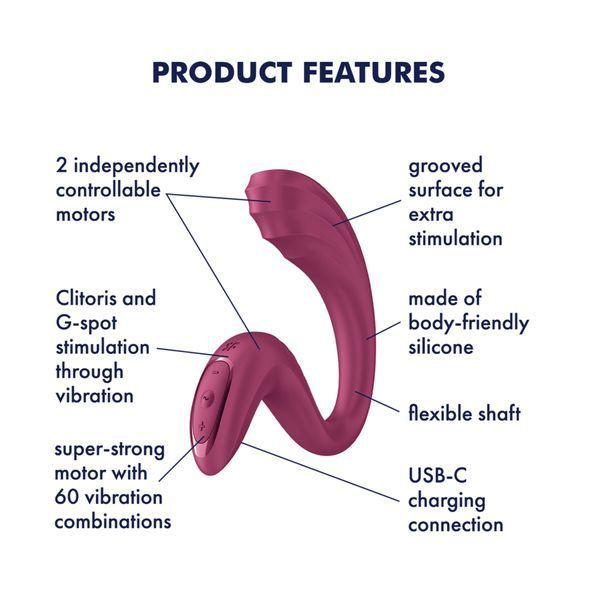 Вагінально-кліторальний вібратор Satisfyer G for Goddess 3 Wine Red, 2 мотори SX3831 фото