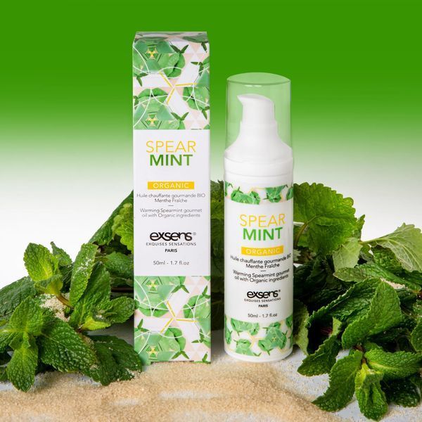 Їстівна масажна олія EXSENS Organic Spear Mint 50мл розігрівальна, без цукру та парабенів. SO2380 фото